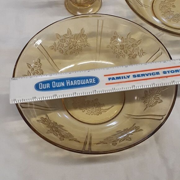 3 pc. Federal Yellow Depression Glass Serving BowlsSharon Cabbage Rose & pitcher - Picture 4 of 11